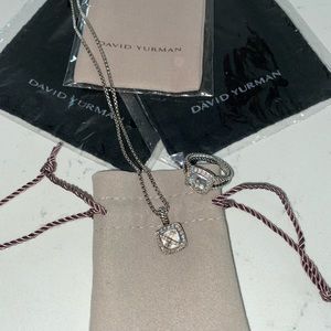 David Yurman White topaz necklace and ring